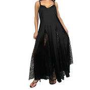 Vintage Black Nylon & Lace Paneled Dress (L/XL)