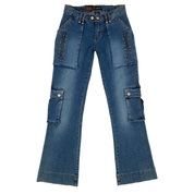 Miste Y2K Low Rise Cargo Flare Jeans (XS/S)