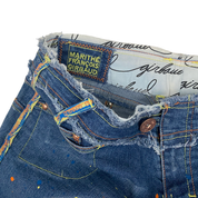 Marithe Francois Girbaud Low Rise Splatter Rock Boot Cut Jeans (M)