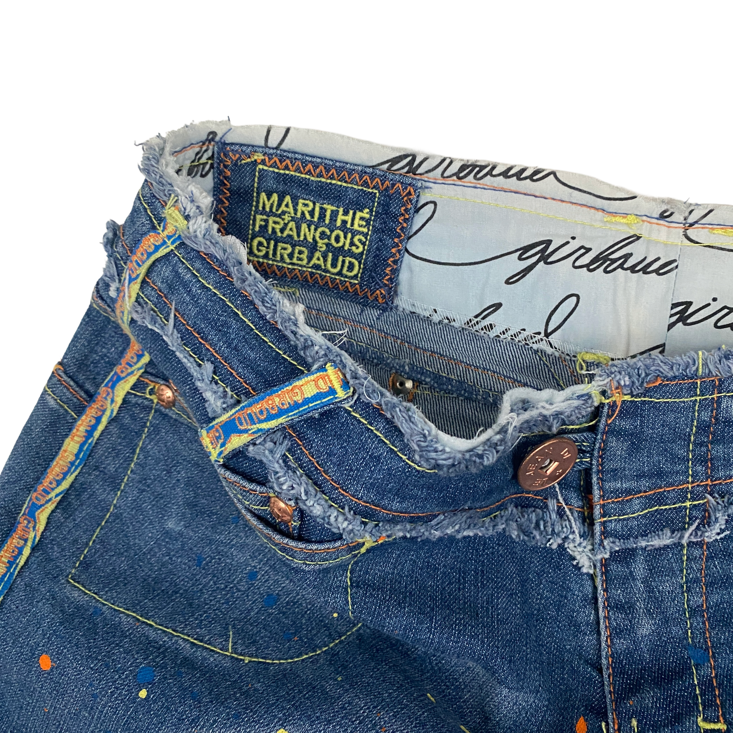 Marithe Francois Girbaud Low Rise Splatter Rock Boot Cut Jeans (M)