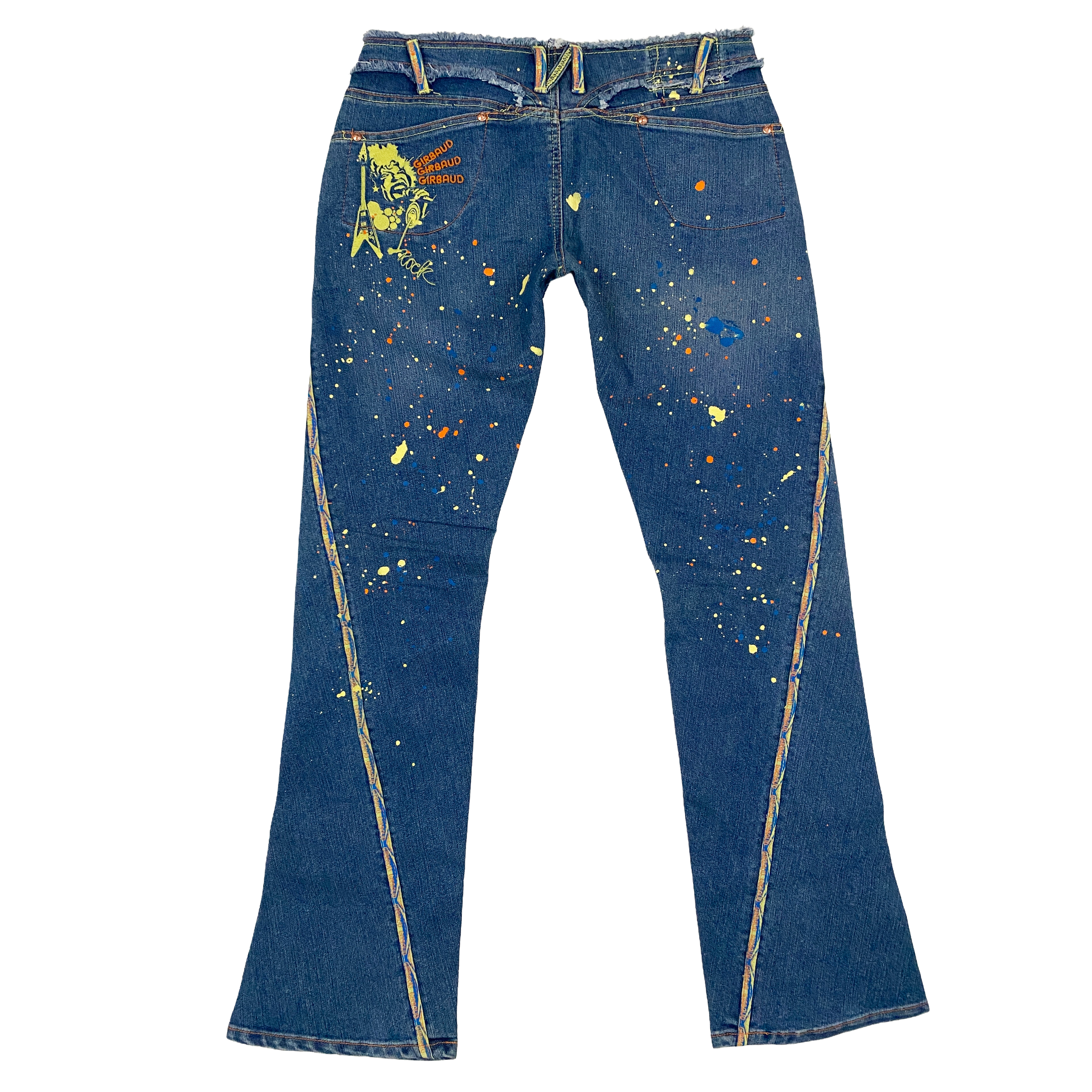 Marithe Francois Girbaud Low Rise Splatter Rock Boot Cut Jeans (M)