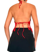 Handmade Red Silk Velvet Beaded Tassel Backless Halter Top (XS-L)