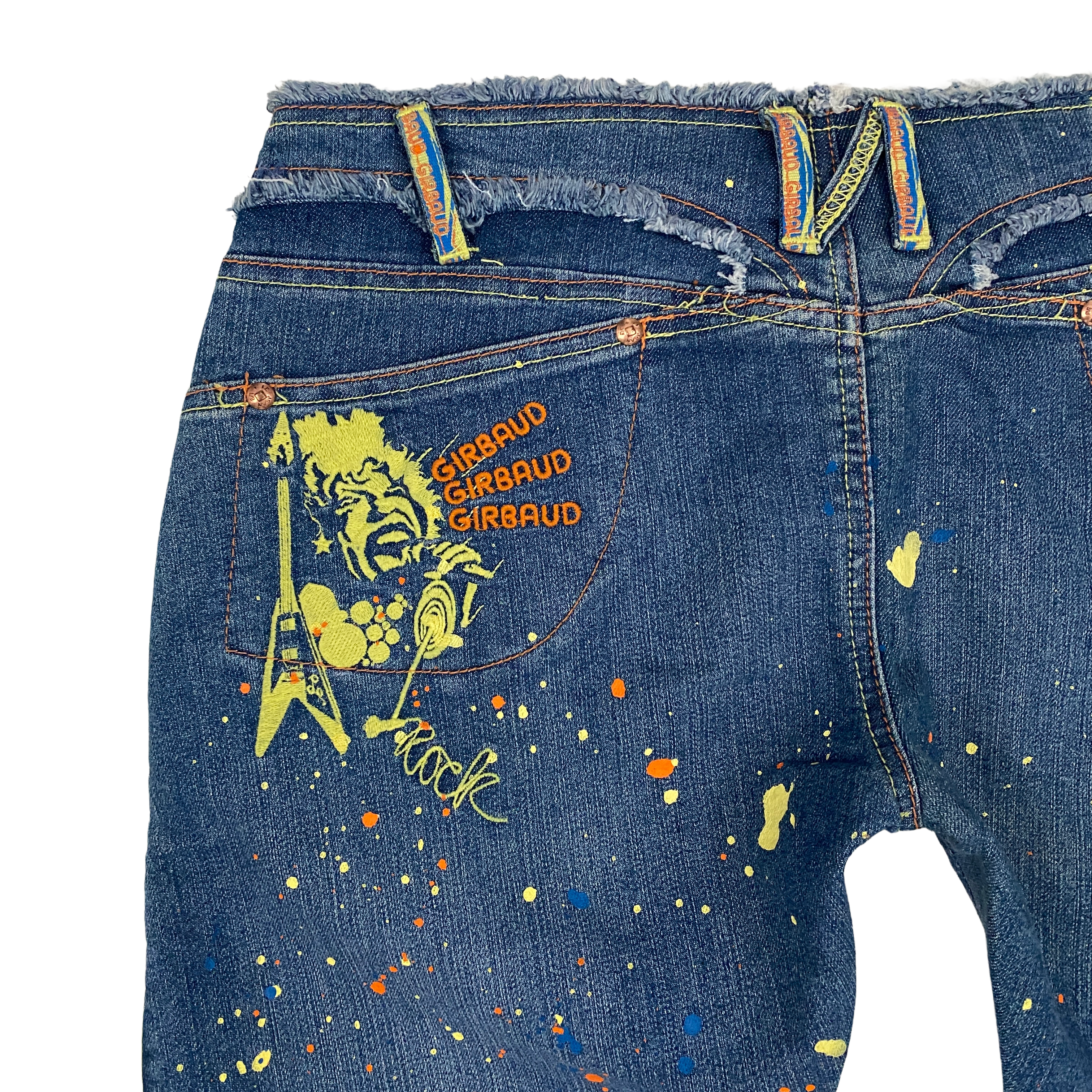 Marithe Francois Girbaud Low Rise Splatter Rock Boot Cut Jeans (M)