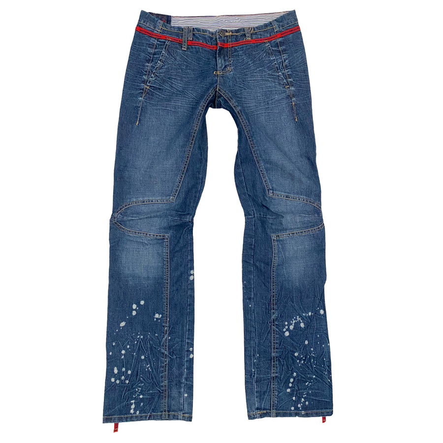 Marithe Francois Girbaud Low Rise Splatter Boot Cut Jeans (M)