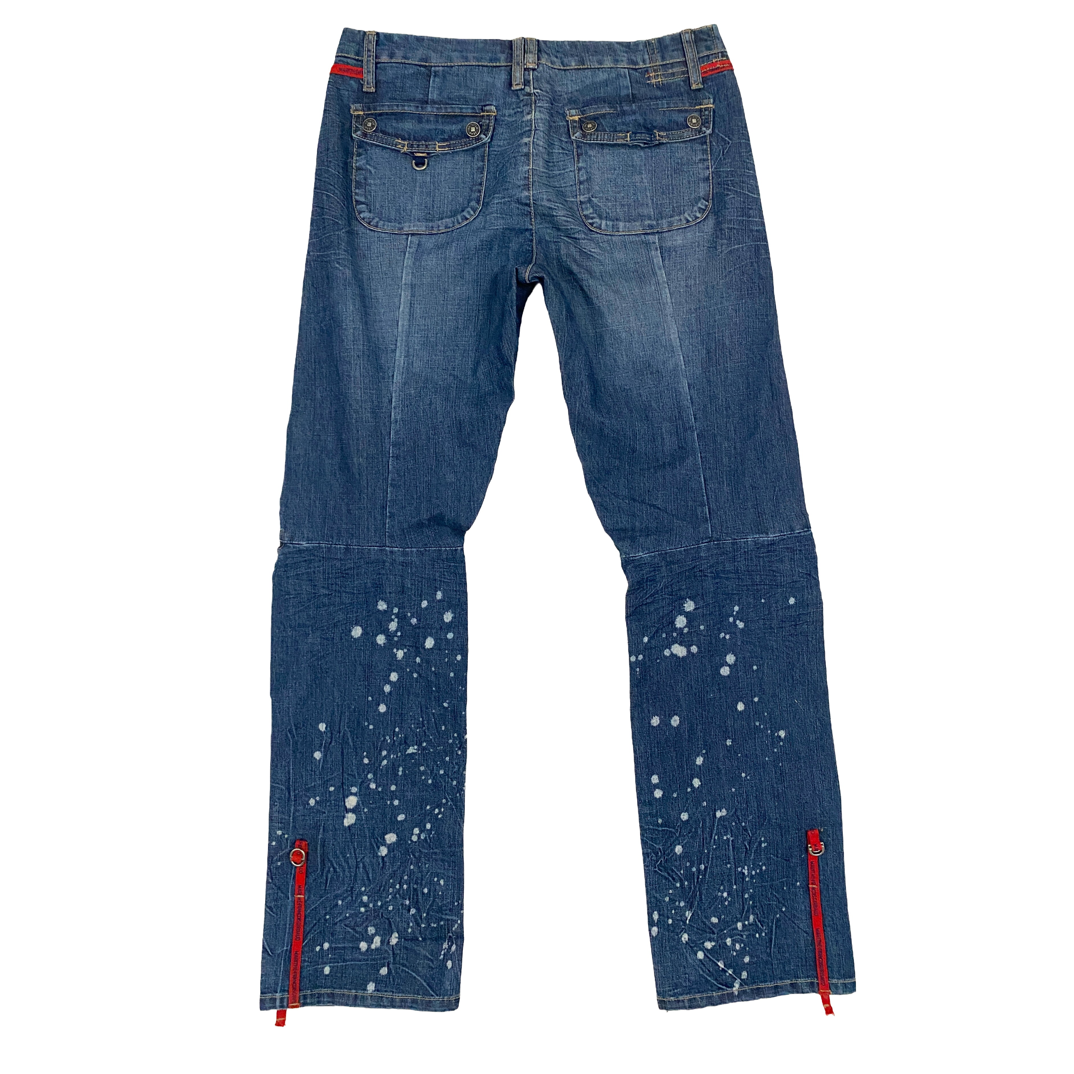 Marithe Francois Girbaud Low Rise Splatter Boot Cut Jeans (M)