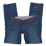 Marithe Francois Girbaud Low Rise Splatter Boot Cut Jeans (M)