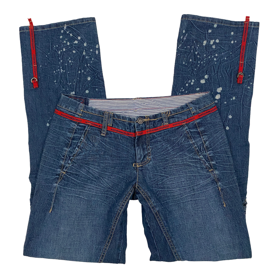 Marithe Francois Girbaud Low Rise Splatter Boot Cut Jeans (M)