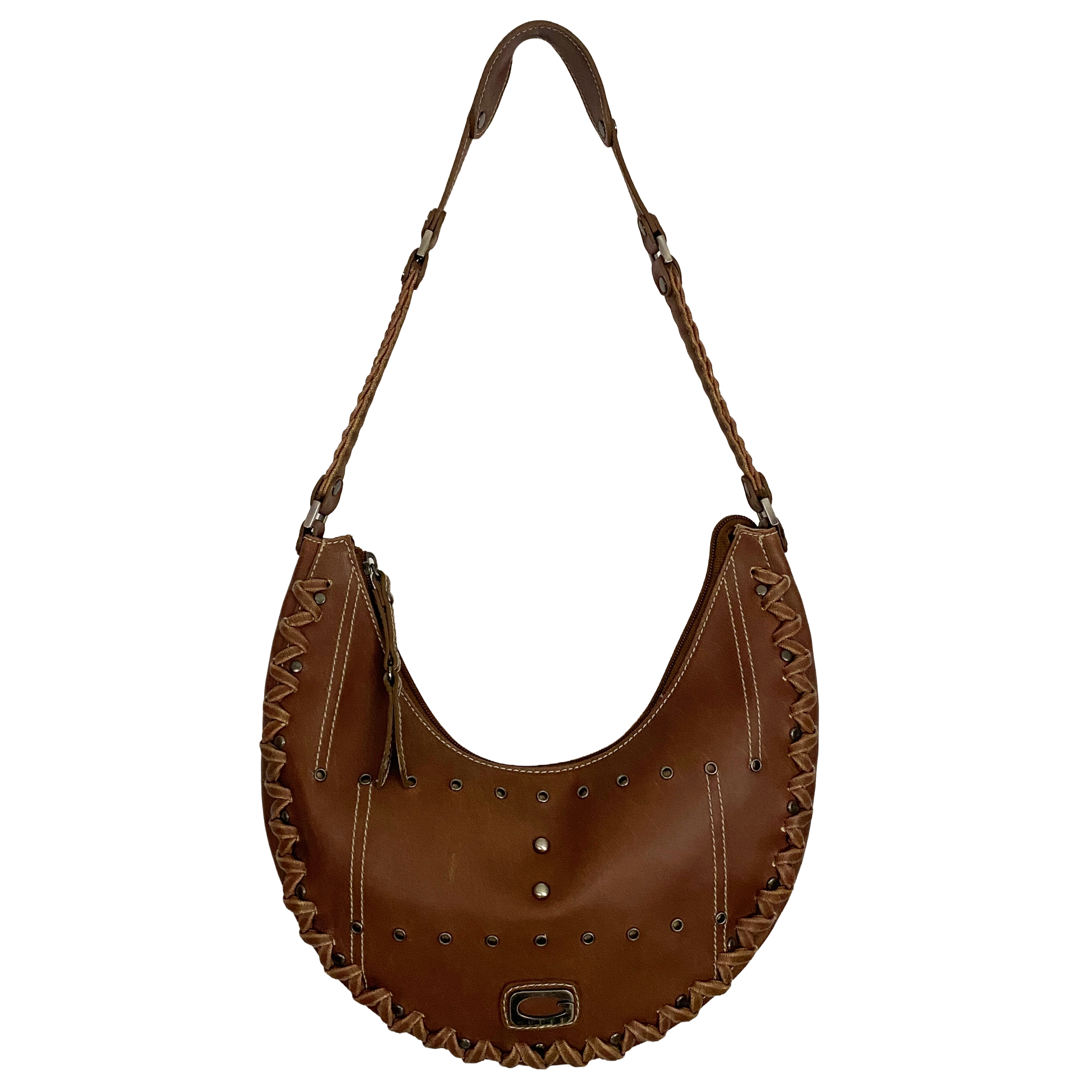 Guess Y2K Brown Hobo Crescent Shoulder Bag