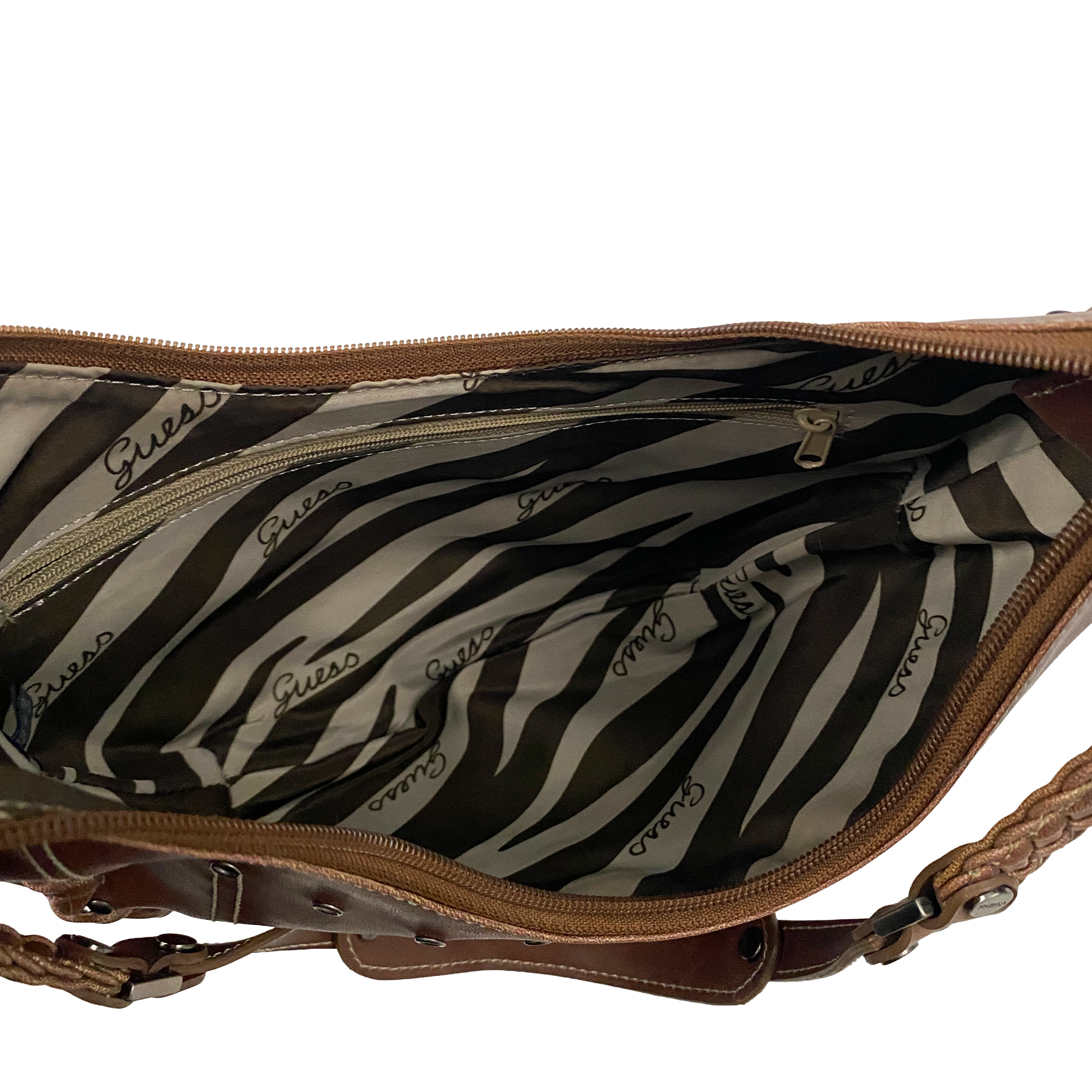 Guess Y2K Brown Hobo Crescent Shoulder Bag