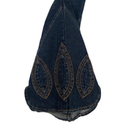Bebe 2000s Low Rise Lace-Up Applique Flare Jeans (XS/S)
