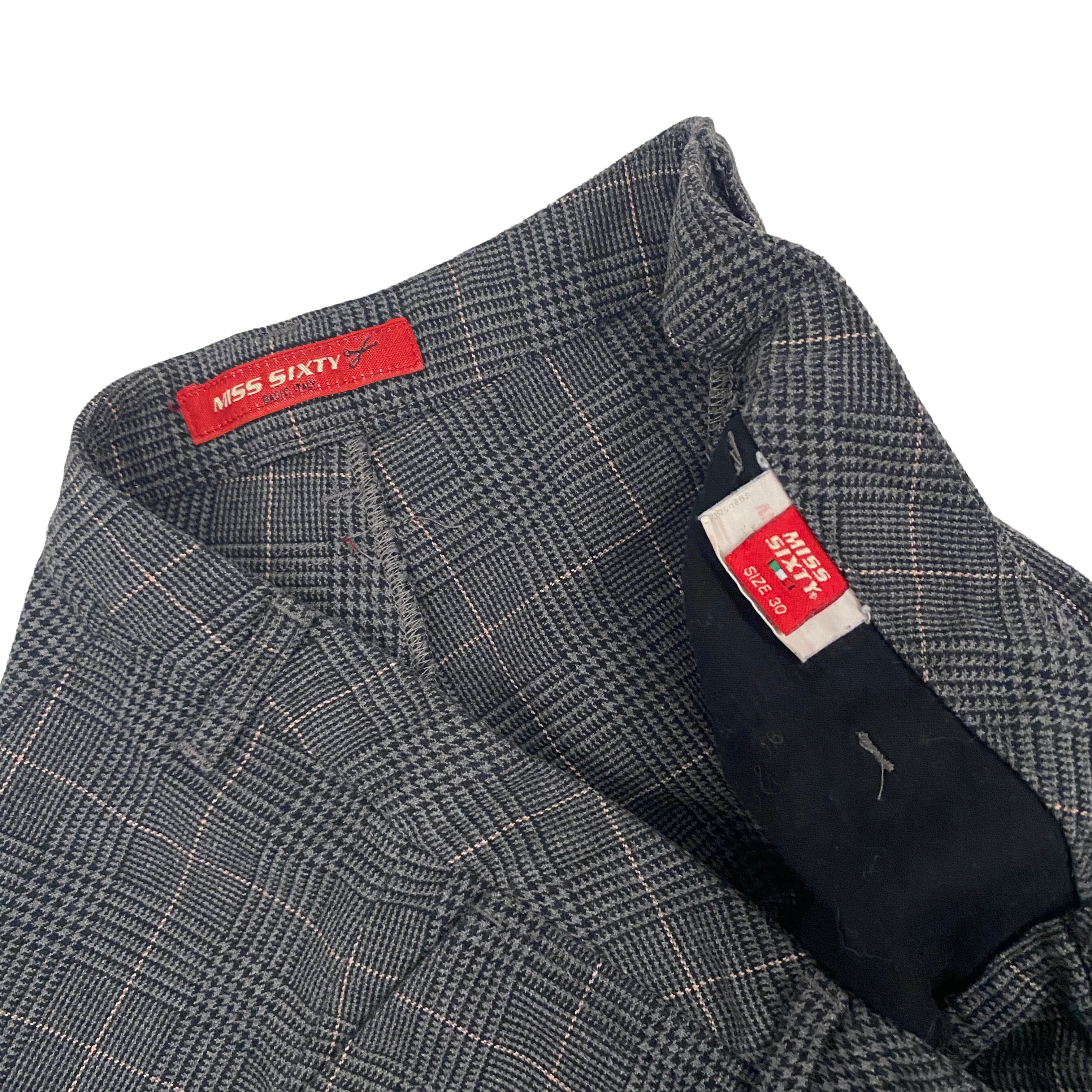 Miss Sixty 2000s Mid-Rise Plaid Trouser Flare Pants (M)