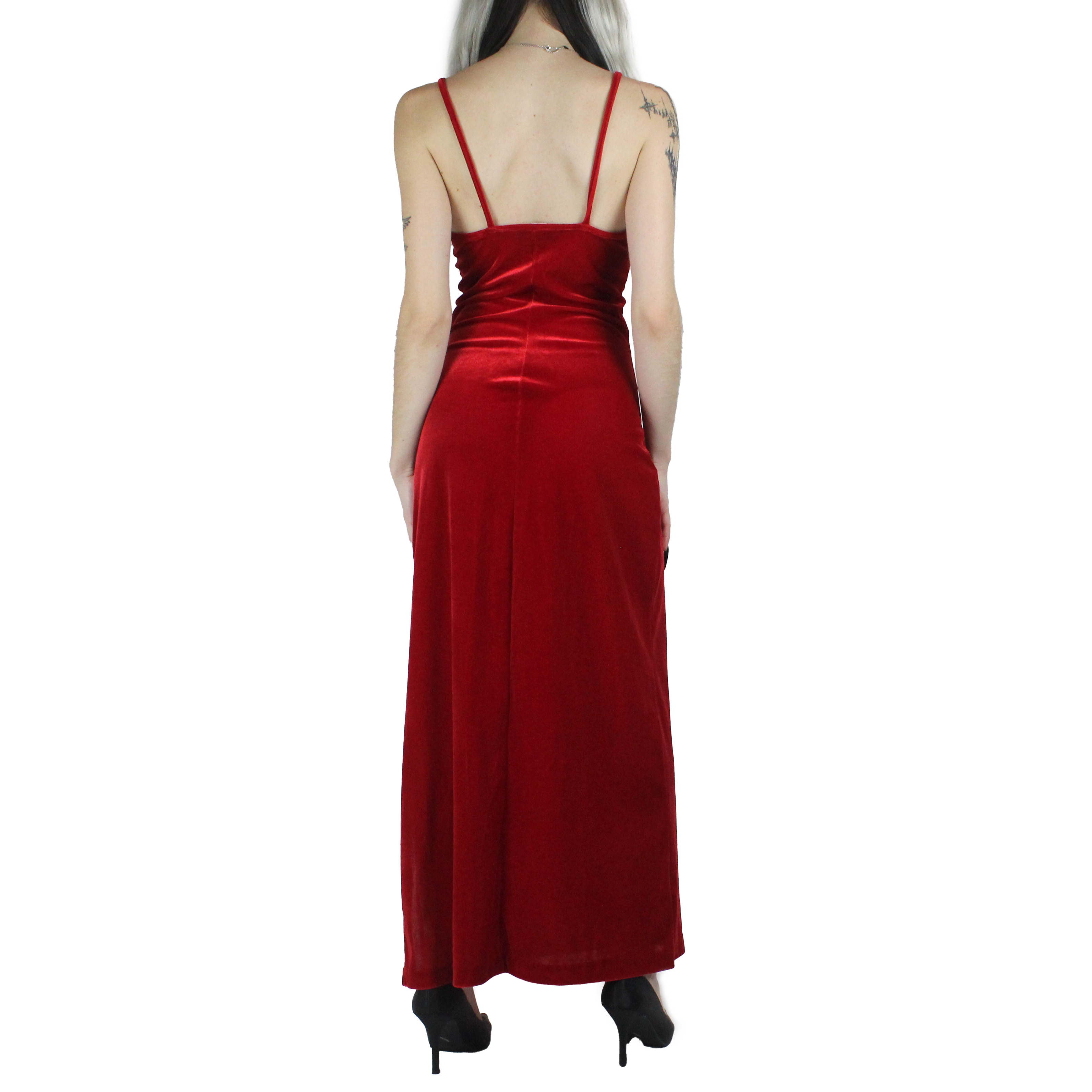 90s Red Velvet Dress (S)