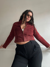 1990s Suede Cropped Moto Jacket (S/M)