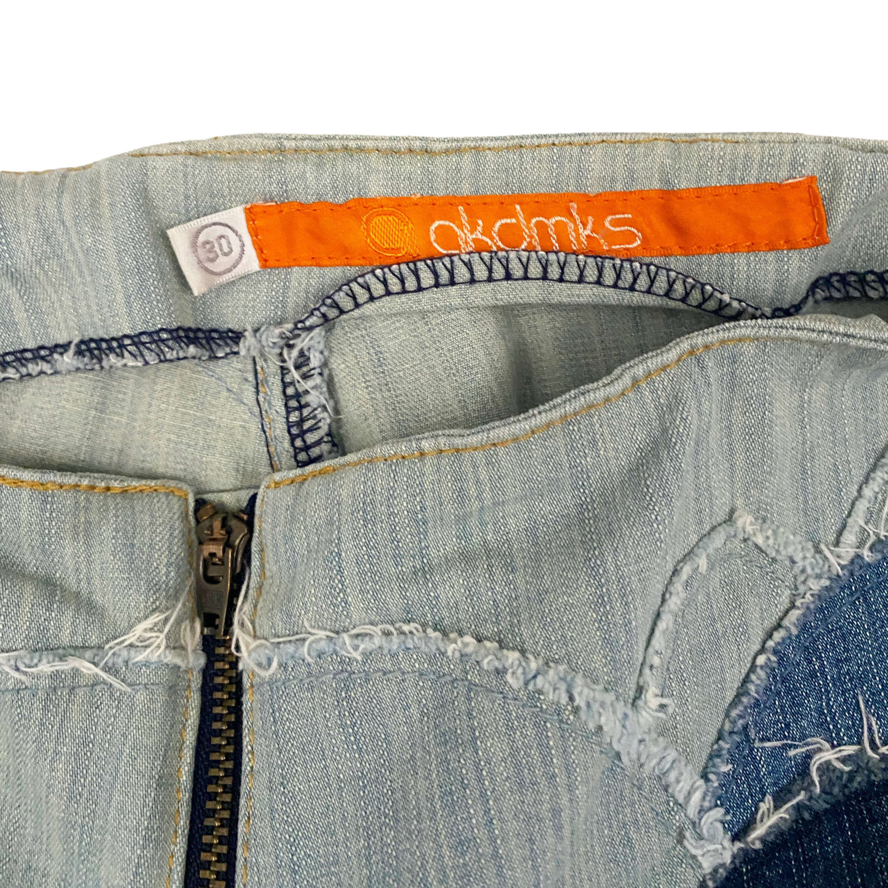 Akademiks 2000s Scalloped Patchwork Low Rise Denim Bootcut Jeans (M)