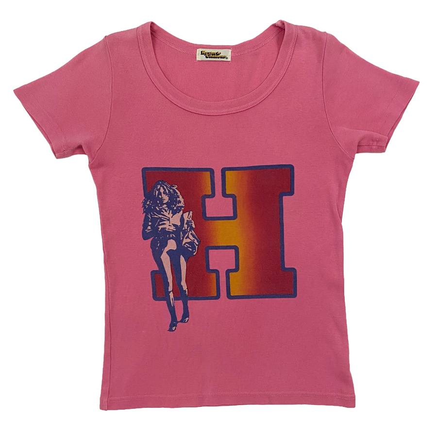 Hysteric Glamour Pink H Logo Pin-Up Graphic Baby Tee (S)
