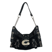 Guess 2000s Black + Silver Chain Shoulder Bag
