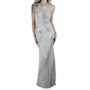 90s Metallic Silver Gown (XS/S)