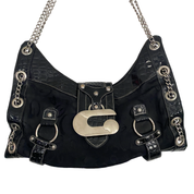 Guess 2000s Black + Silver Chain Shoulder Bag