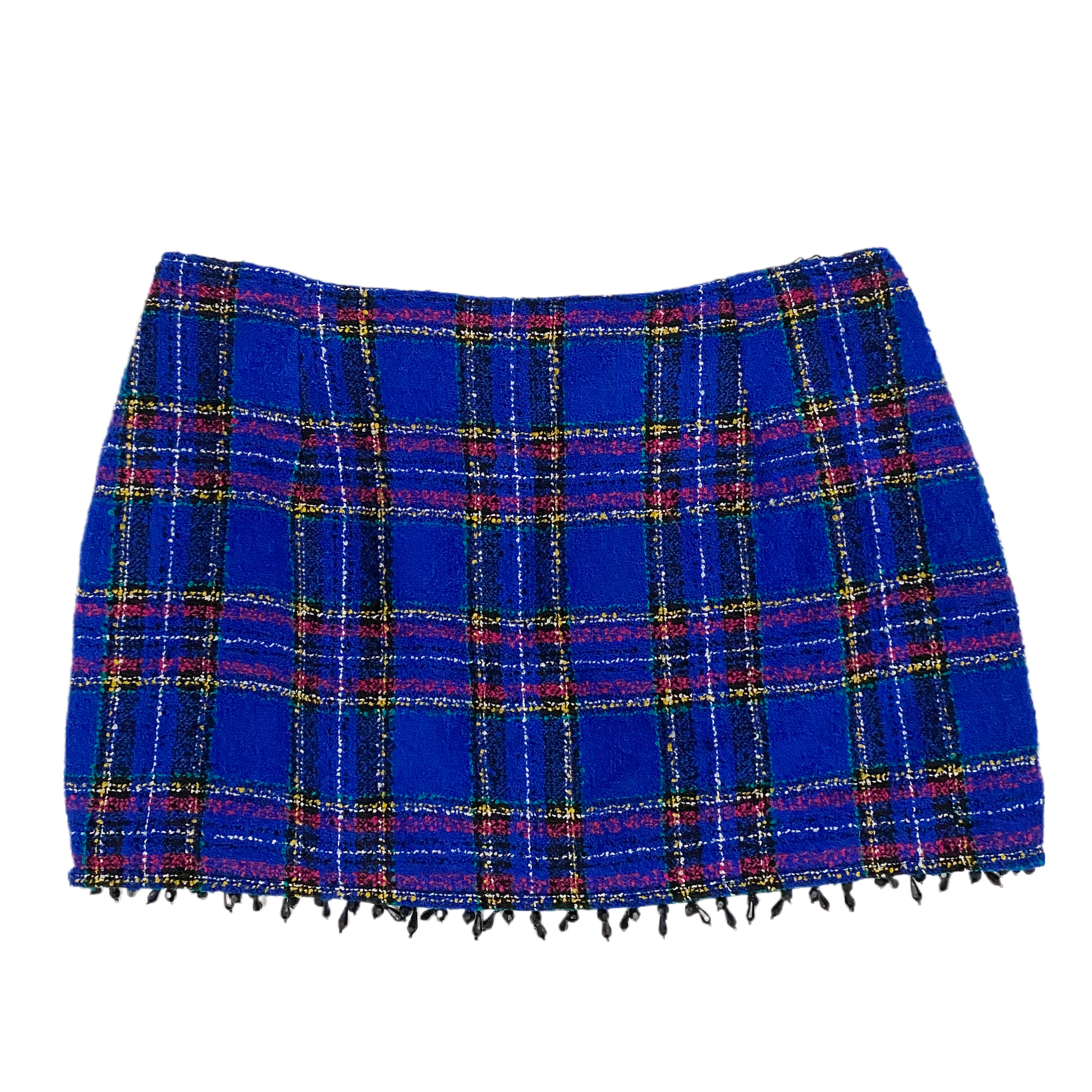 Royal Plaid Mini Skirt Suit Set (M)