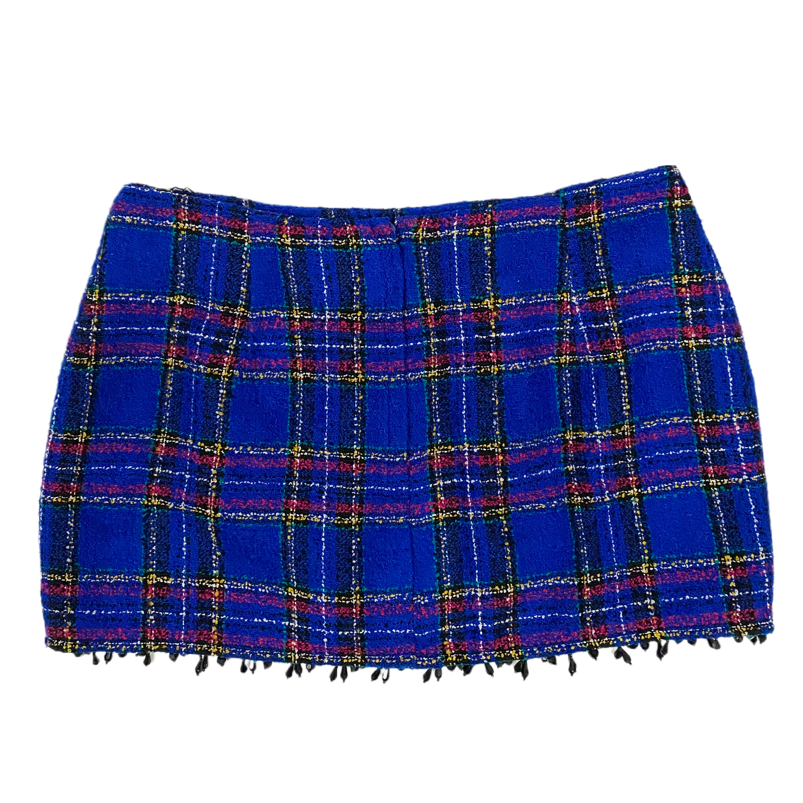 Royal Plaid Mini Skirt Suit Set (M)