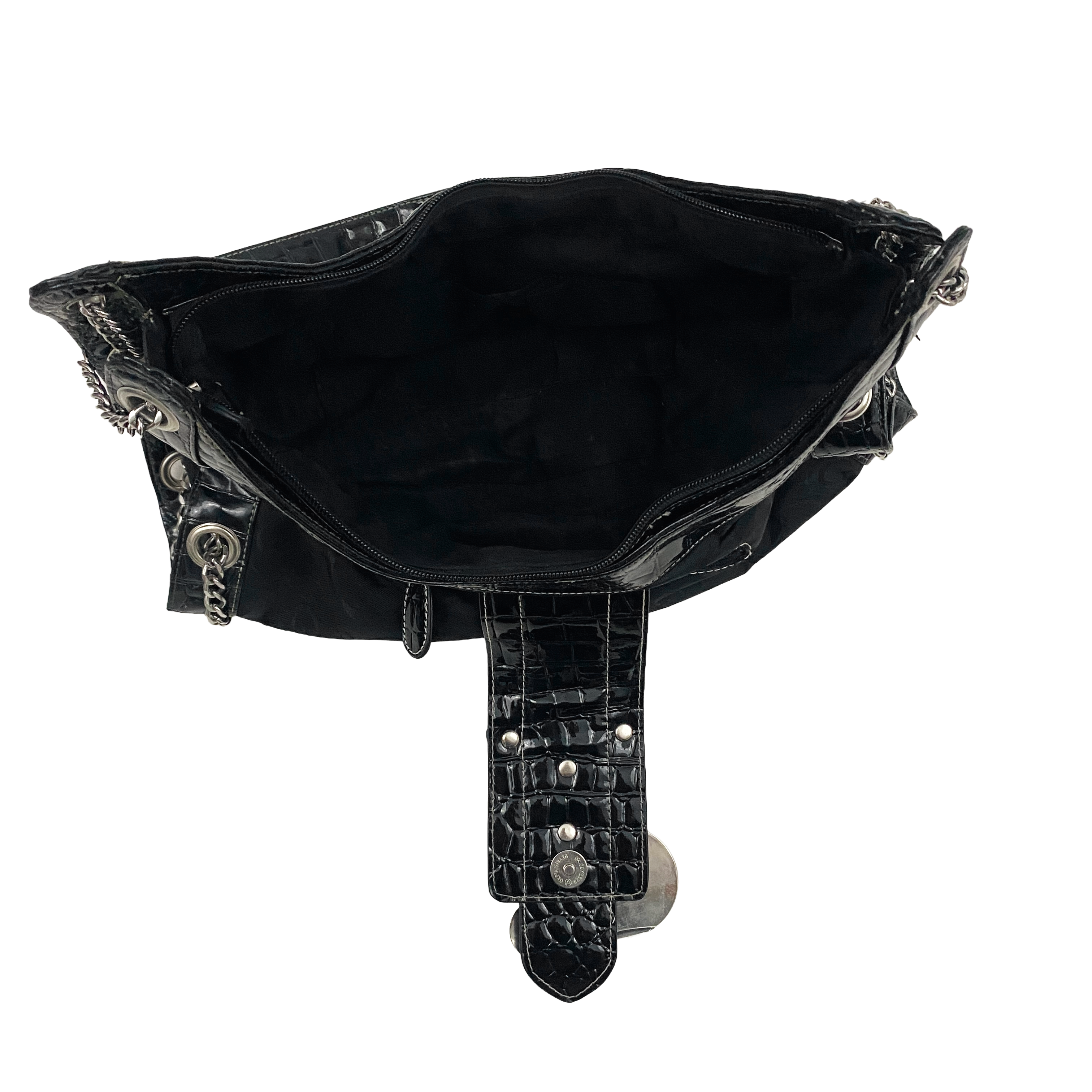 Guess 2000s Black + Silver Chain Shoulder Bag