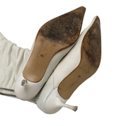 Miss Sixty 2000s White Leather Ruched Knee High Heeled Boots (10)