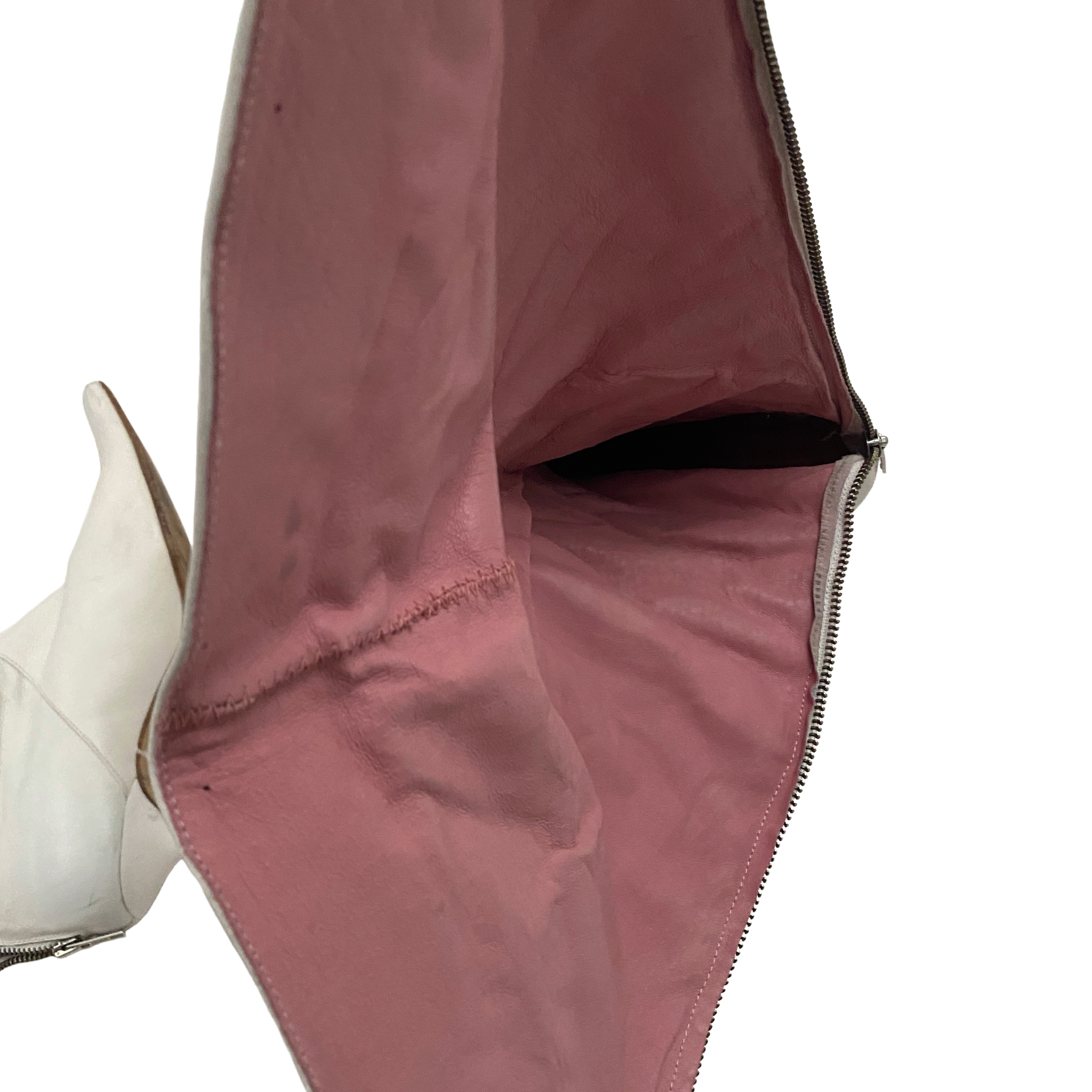 Miss Sixty 2000s White Leather Ruched Knee High Heeled Boots (10)