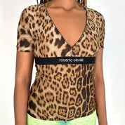 Roberto Cavalli Y2K Leopard Top (S)