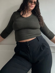 90s Slinky 3/4 Sleeve Top (S/M)