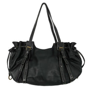 Black Leather Buckle Shoulder Bag