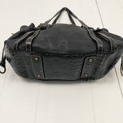 Black Leather Buckle Shoulder Bag