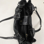 Black Leather Buckle Shoulder Bag