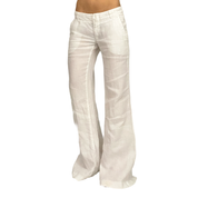 Miss Sixty 2000s White Low Rise Linen Flare Pants (S)