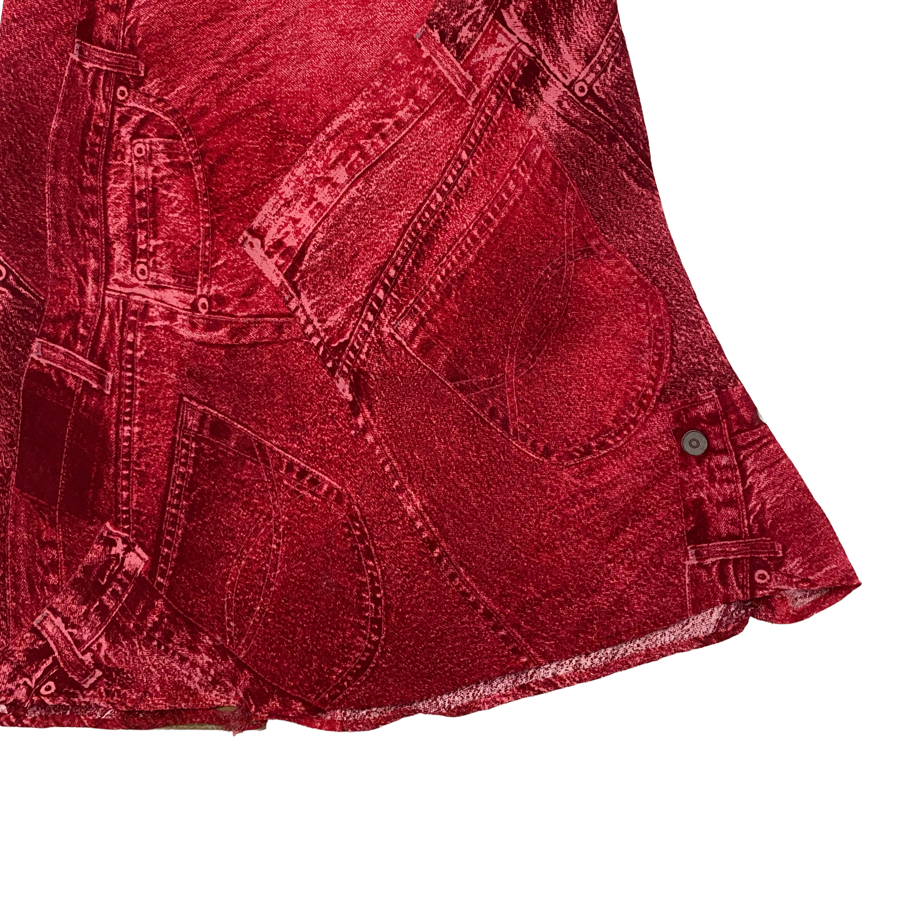 Animale Red Trompe L'Oeil Denim Print Dress (XS/S)