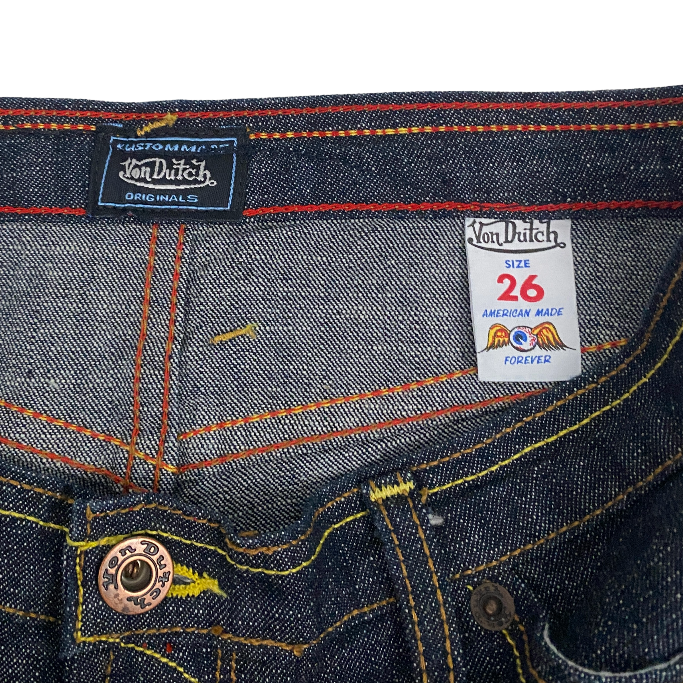 Von Dutch Low Rise Logo Flare Jeans (XS/S)