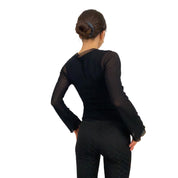 Mesh and Velvet Patchwork Top (S)
