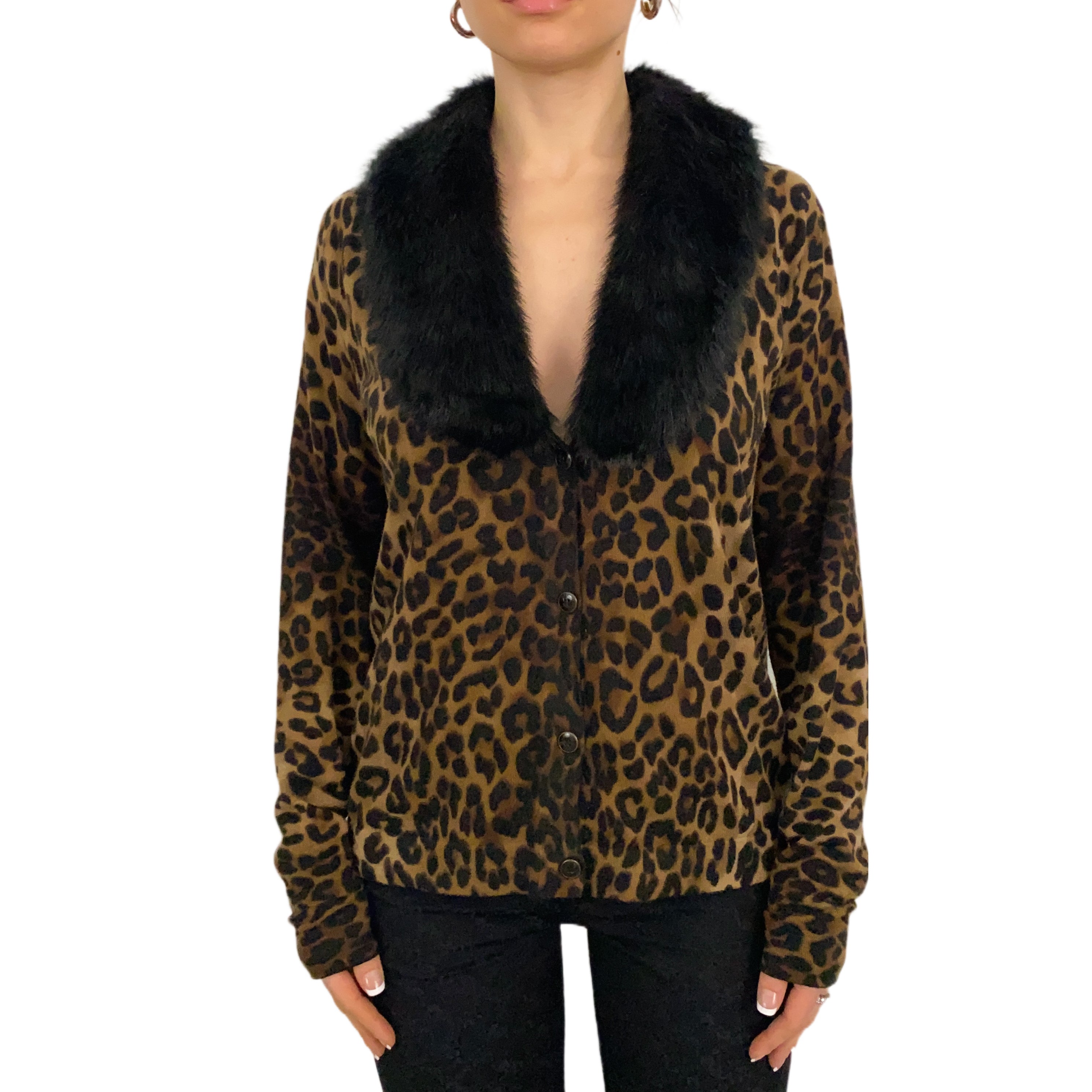 Faux Fur Leopard Cardi (M)