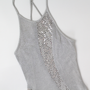 90s Metallic Silver Gown (XS/S)