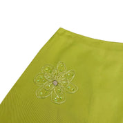 Lime Rhinestone Flower Skirt (XS)