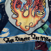 100% Cashmere Blue Flames Gothic Double-Zip Sweater (S/M)