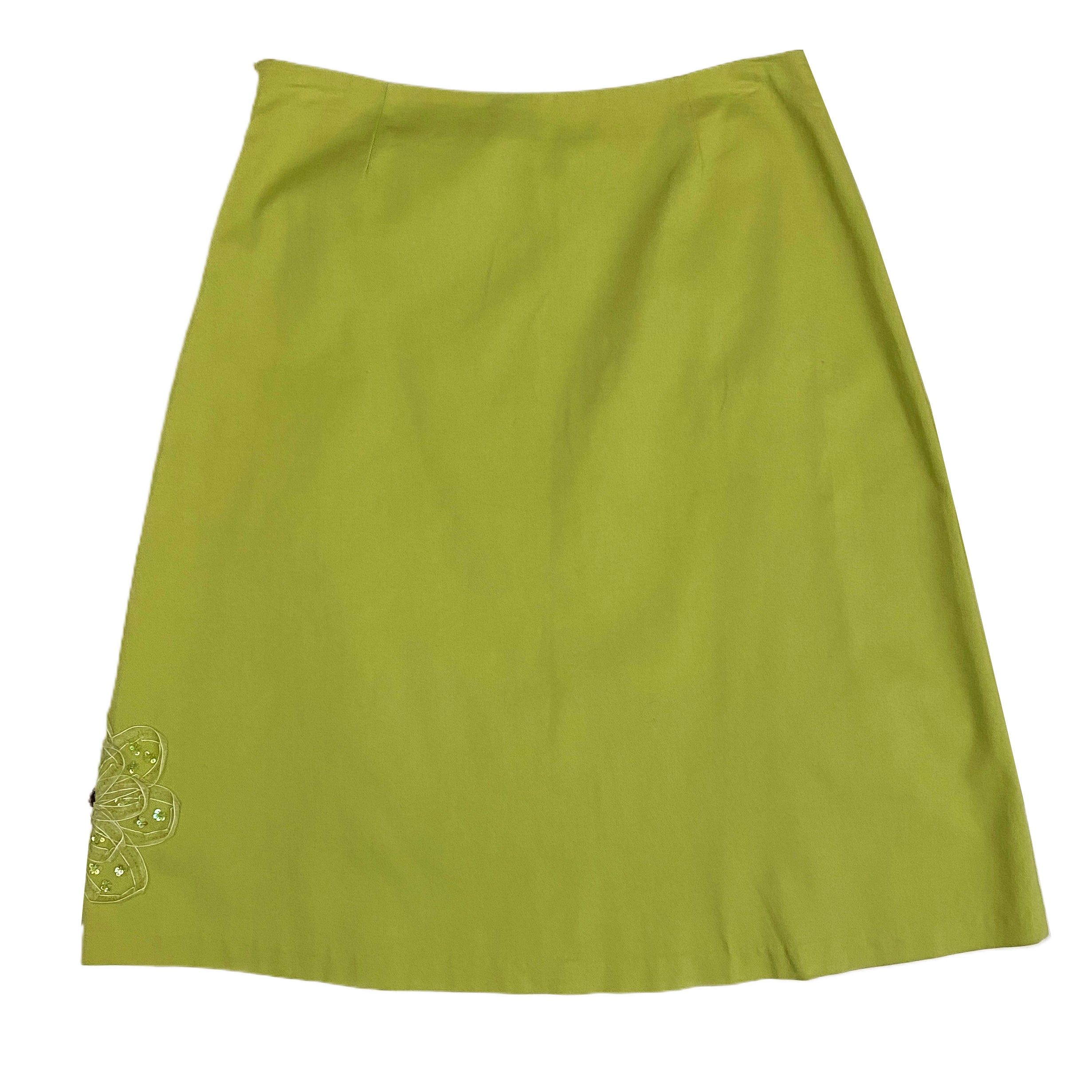Lime Rhinestone Flower Skirt (XS)