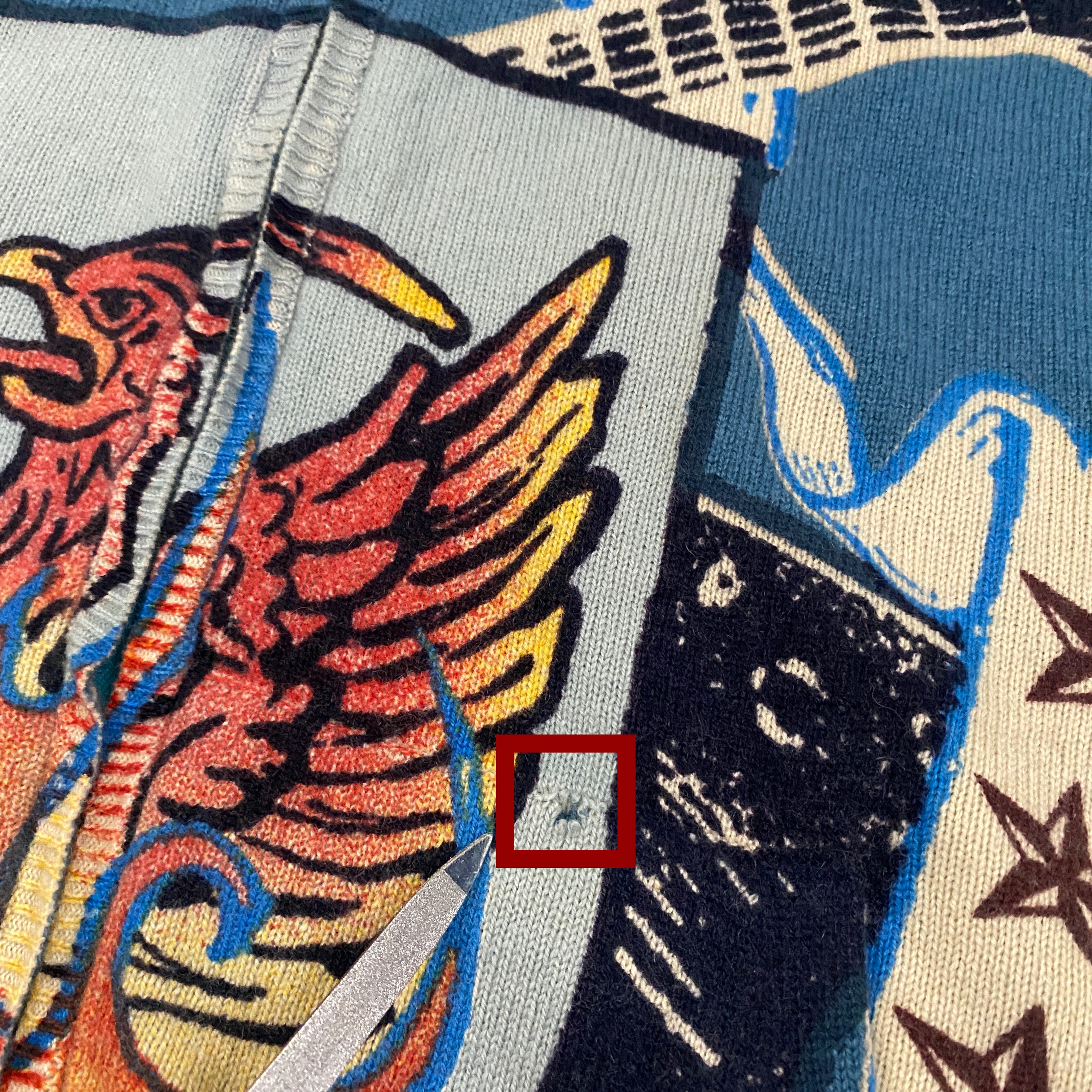100% Cashmere Blue Flames Gothic Double-Zip Sweater (S/M)
