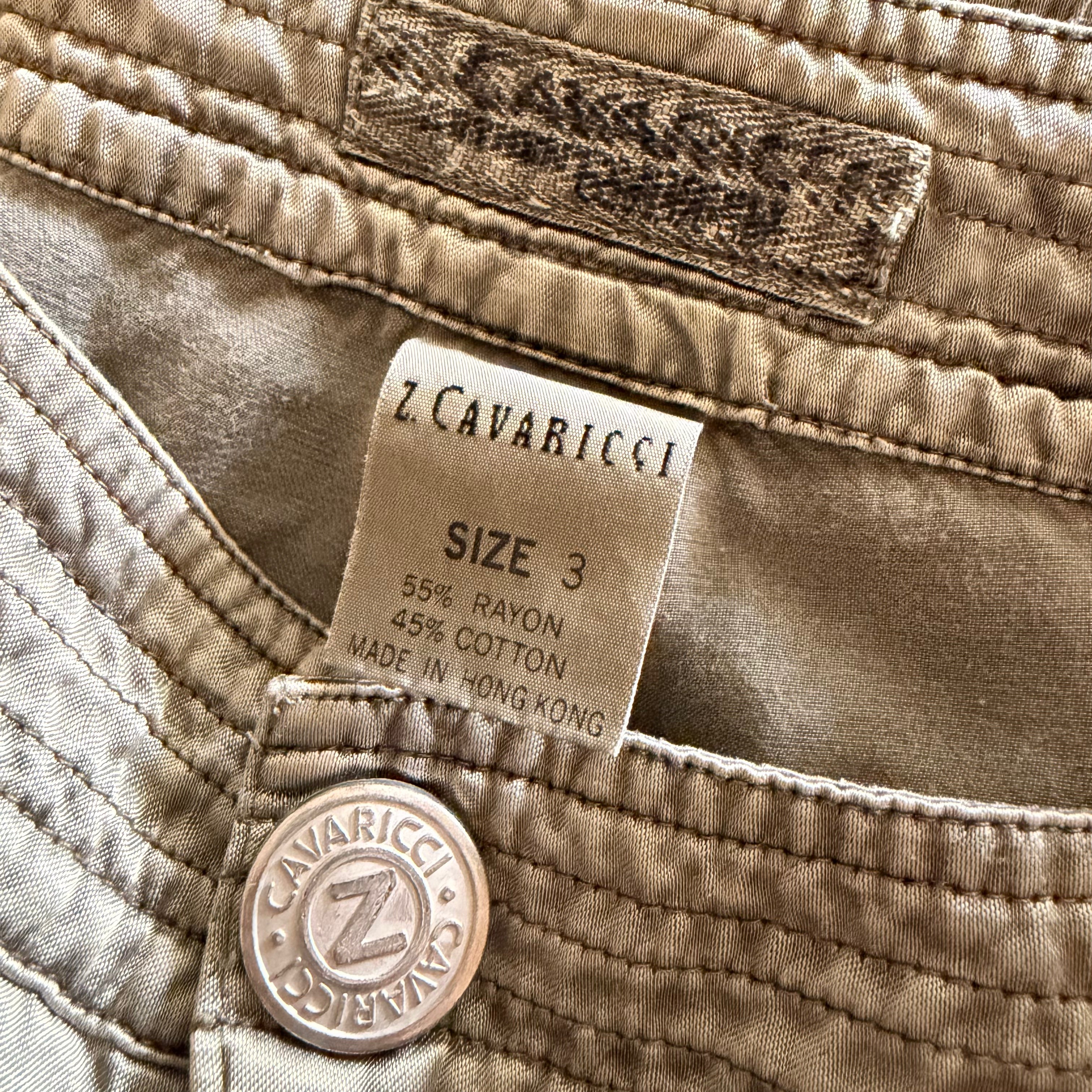 Z. Cavaricci Olive Satin Cargo Pants (S)