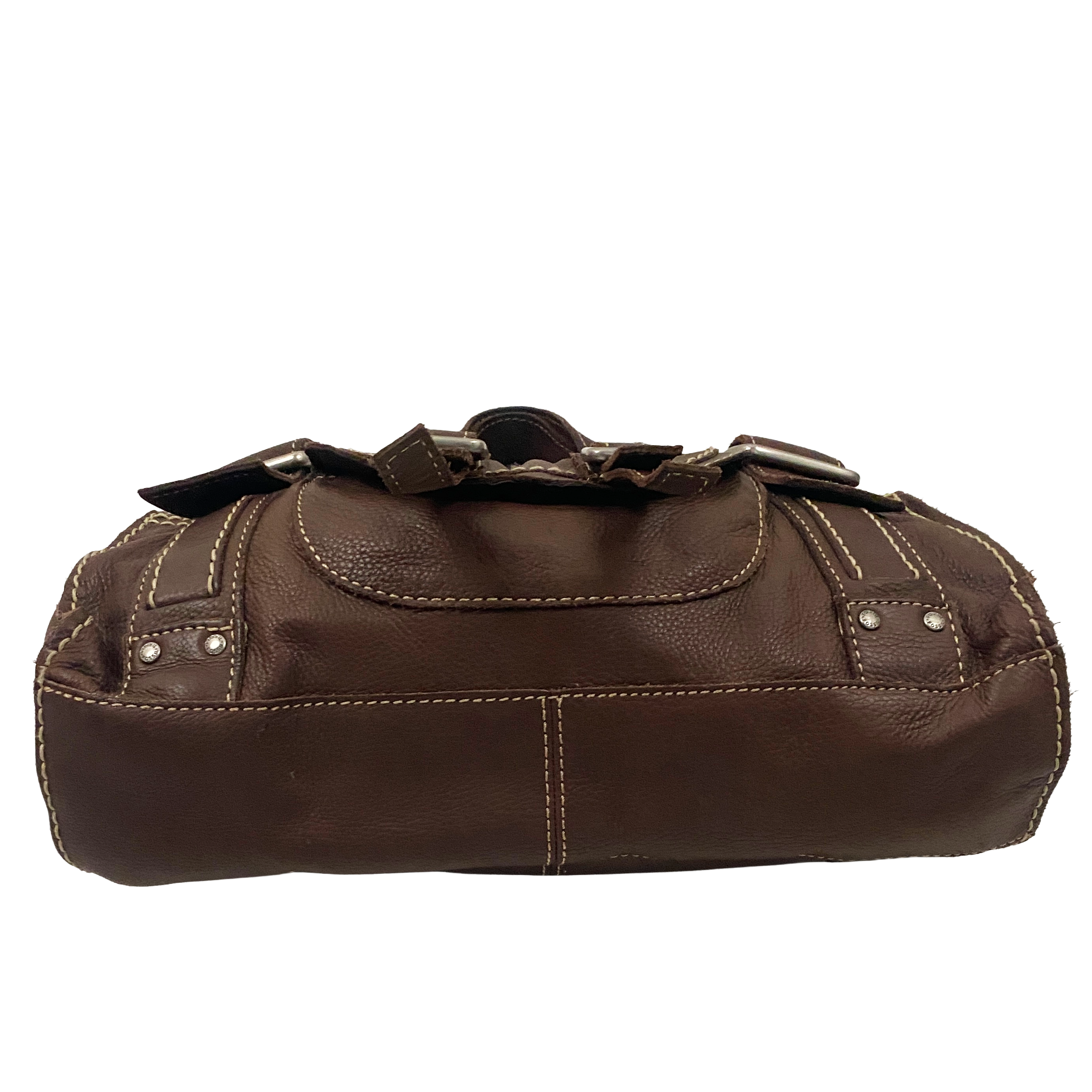 Fossil Brown Leather Buckle Shoulder Bag