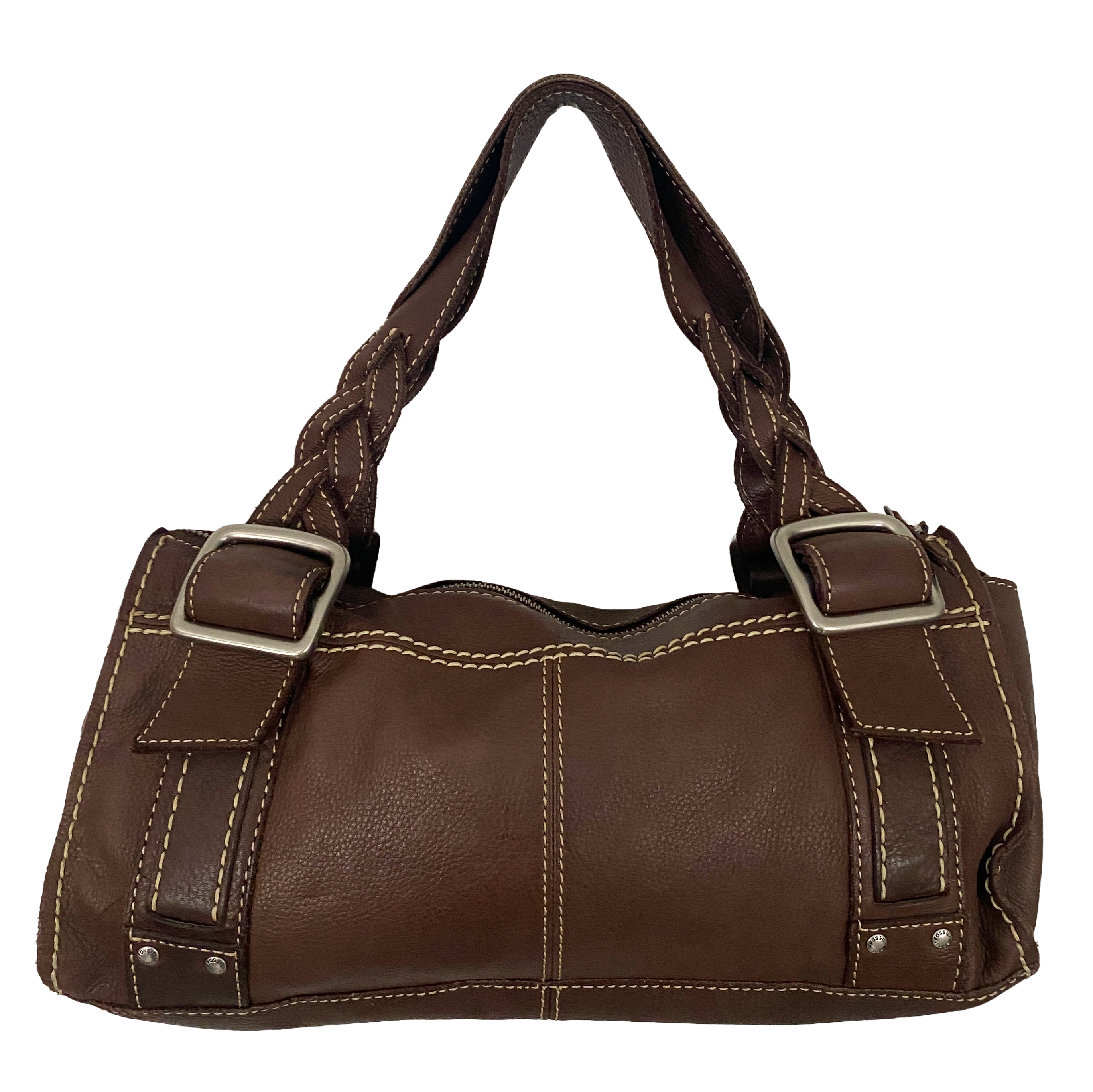 Fossil Brown Leather Buckle Shoulder Bag