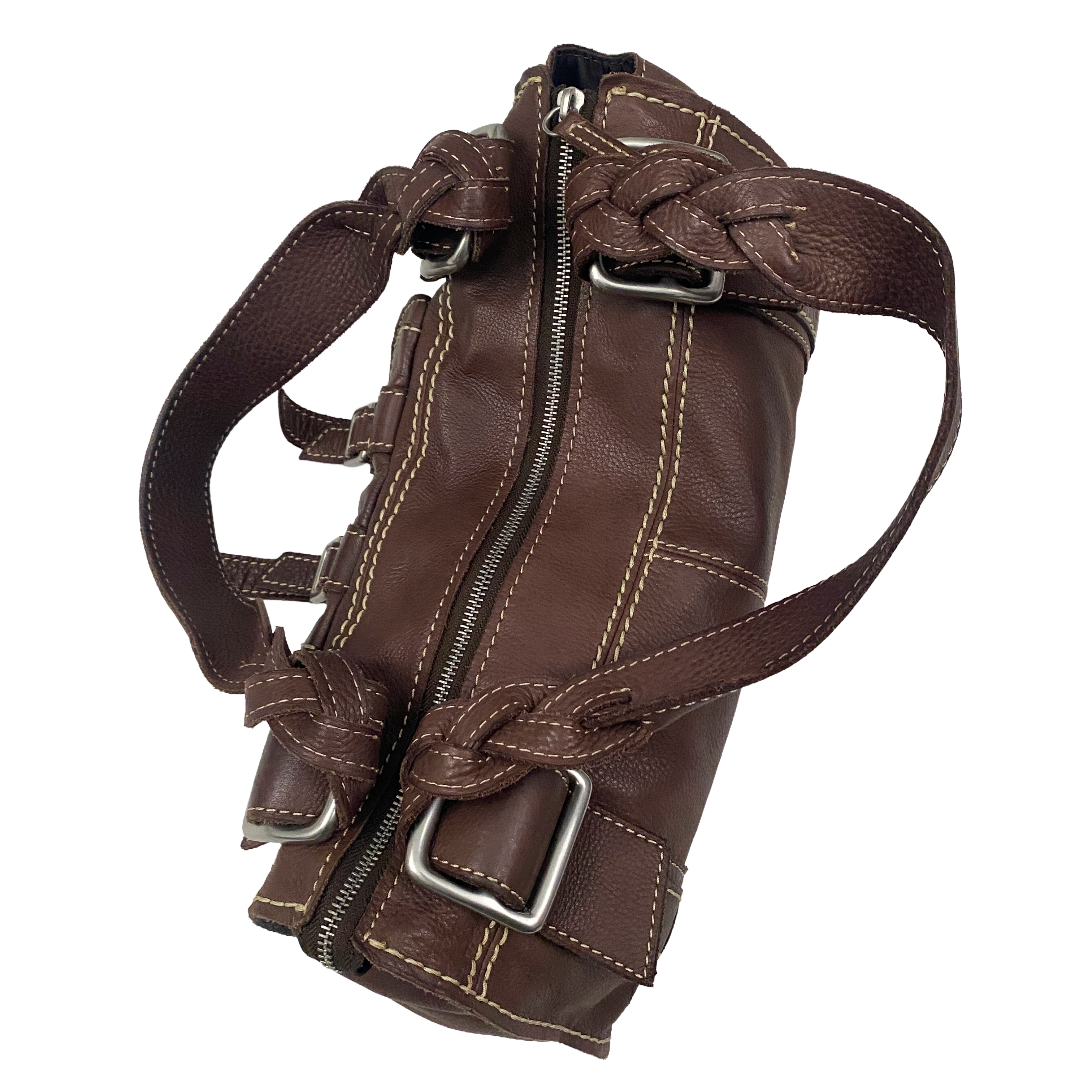 Fossil Brown Leather Buckle Shoulder Bag