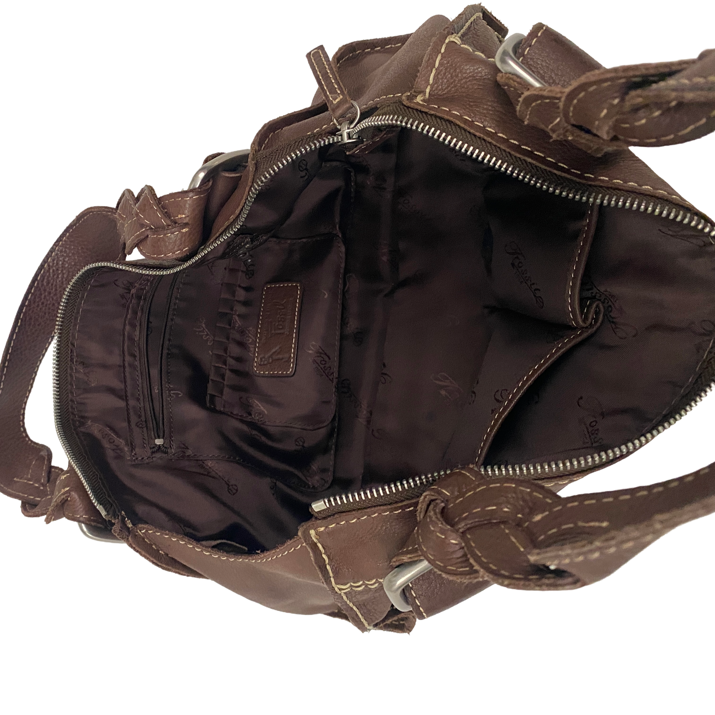 Fossil Brown Leather Buckle Shoulder Bag