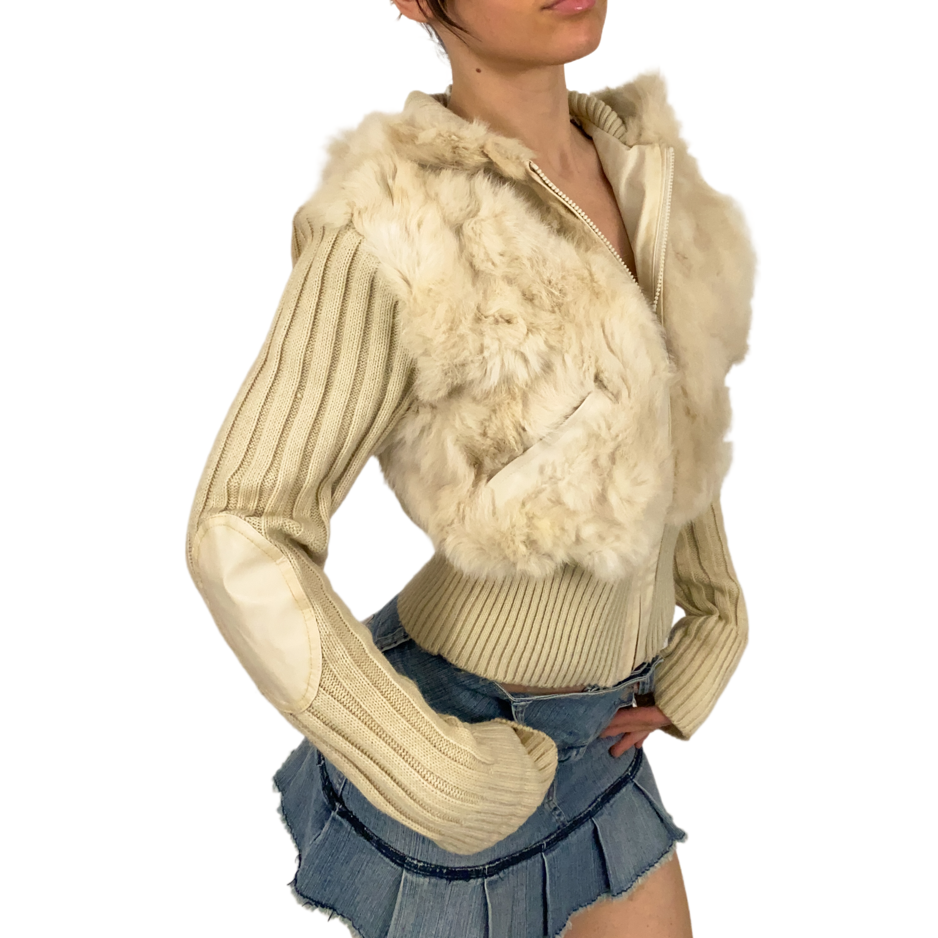 Rabbit Fur Hooded Zip (L)