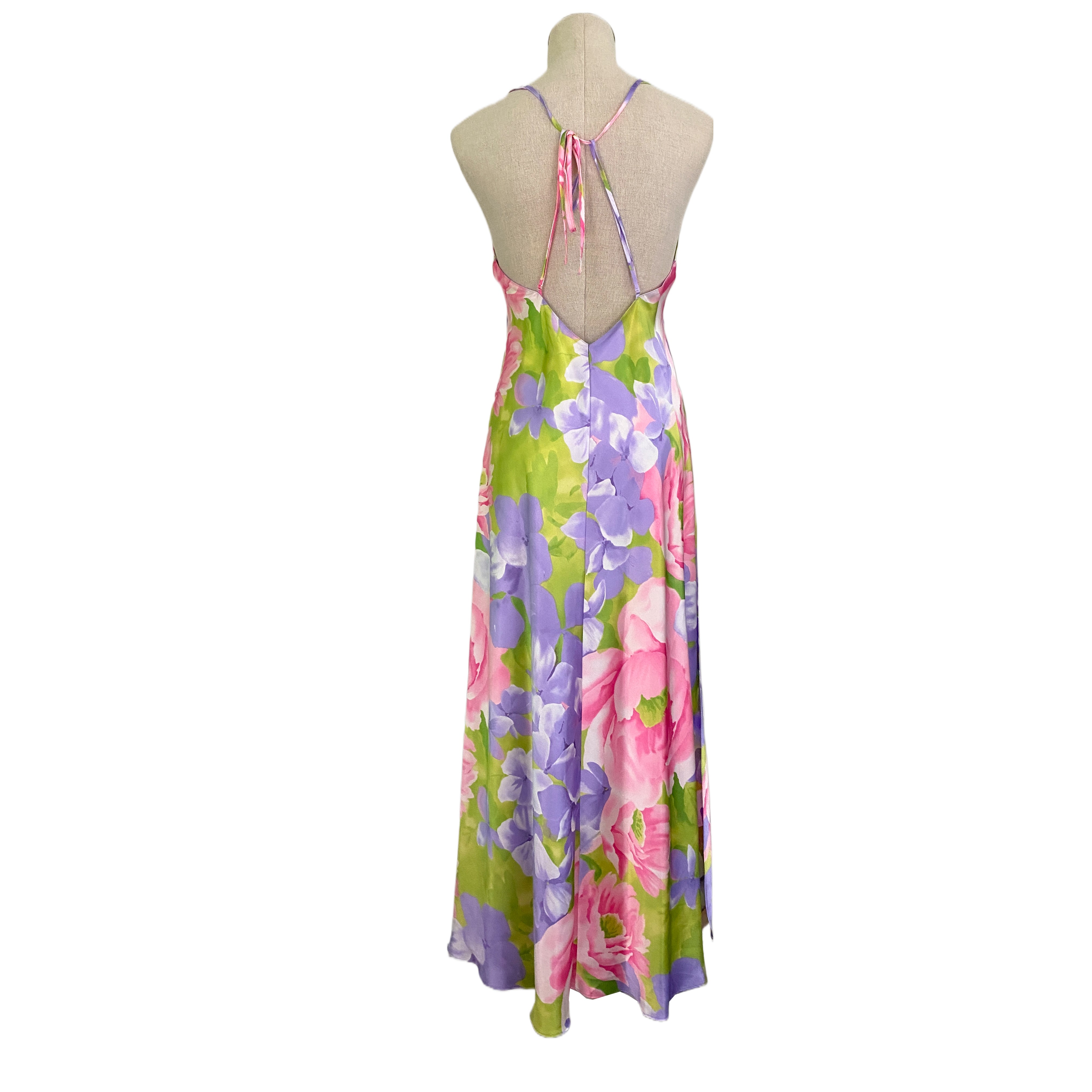 Fredericks Floral Satin Maxi Slip (M)