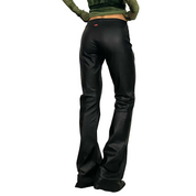 Miss Sixty 2000s Black Faux Leather Low-Mid Rise Flares (S/M)